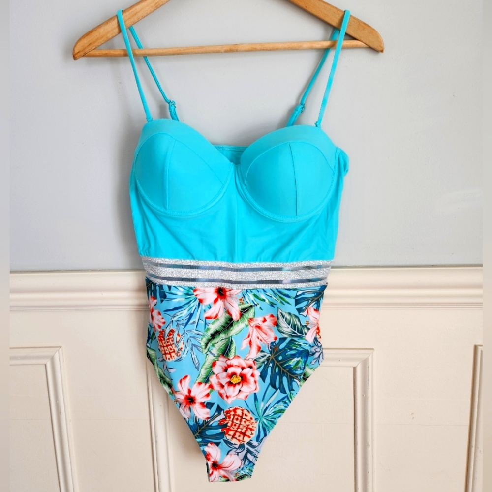Blue floral sparkle Swimsuit